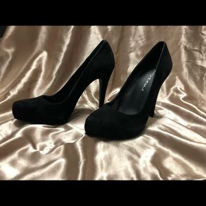 Black Suede Michael Platform Heels